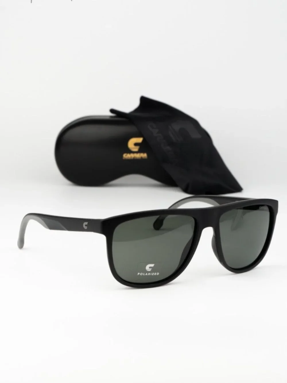 Carrera Women Sunglasses Black Green Polarized Square CARRERA 8059/S 0003 UC NEW